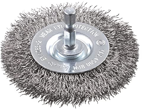 kwb 6098-30 Scheiben-Bürste, grob, Edelstahl-Draht, Ø 75 mm für Metall und Stein, Drahtbürste für Bohr-Maschine inkl. E6.3 Sechskant-Schaft, zum Entrosten, Entzundern, Aufrauen und Reinigen