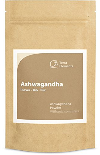 Terra Elements Bio Ashwagandha Pulver, 100 g I Indischer Ginseng I Schlafbeere I 100% rein I Vegan I Rohkost