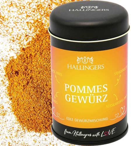 Hallingers Genuss Manufaktur Gewürzmischung Geschenk - Koch-Gewürze in edler Geschenk-Dose Pommesgewürz Kr... für Pommes, Chips & Kartoffeln, Geschenkidee für Frauen Männer