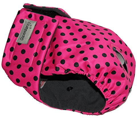 Glenndarcy Weibliche Hundewindeln - Wasserdichtes Stoff (Pink Black Dots XXXL Pants only)