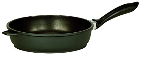 Krüger Aluguss Schmor- & Bratpfanne Leipzig Ø 24 cm | Antihaft-Versiegelung | Tiefe Ausführung | Backofenfest bis 160°C | Gas, Elektro & Ceran | Ideal zum täglichen Braten|Fettarmes Braten
