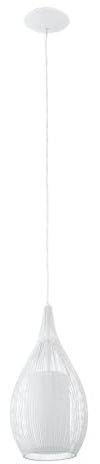 EGLO Pendellampe Razoni, 1 flammige e Pendelleuchte, Material: Stahl | Glas: satiniert, Farbe: Weiß, Fassung: E27