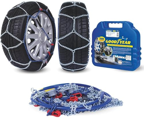 Goodyear Catene da Neve G7, Catene Neve 7 mm, Catene Auto Omologate TUV e GS Onorm, Taglia 90, per R14 - R18 (Misure per Pneumatici Dettagliate all'Interno)