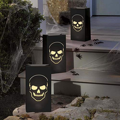 Amscan 170331-55 - Lichttüten Totenkopf, aus Papier, Größe 28 x 15 x 9 cm, Windlicht, Papiertüten, Dekoration, Halloween