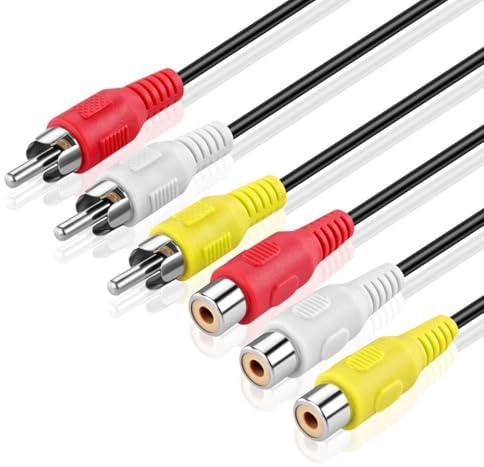 TNP 3 RCA förlängningskabel (15 fot) – 3RCA hane till hona röd vit gul kabel – ljudvideo kompositkabel adapter kabelkabel kabelkontakt för DVD, CD, AV TV, stereo, förstärkare