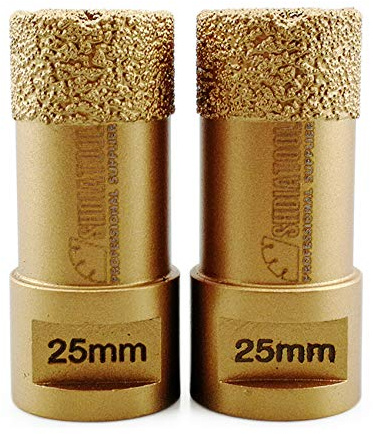 SHDIATOOL Diamantbohrer 2 Stücke 25mm Lochsäge Bohrkrone M14 Gewinde für Porzellan Fliese Keramik Granit Marmor Trockenbohren
