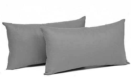 Laneetal 2 Set Kissenbezug 60x80cm Dunkelgrau - 100% Baumwolle Kissenhülle mit Reißverschluss, Weicher Kissenbezüge Doppelpack Sofakissenbezug (Ohne Füllung)