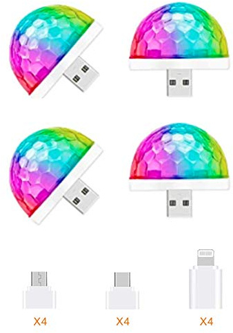 USB Mini Disco Stick, Multi-coloured LED Atmosphere Stick, Sound-Activated Magic Strobe Party Light for Home & Room Dance Parties, Birthday, Wedding & Xmas Decor (4 Pack)