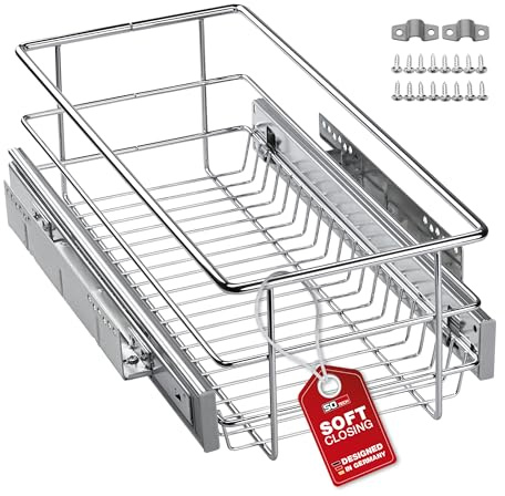SOTECH 30 cm Teleskopschublade Vollauszug 20 kg Tragkraft Chrom | Schubladenauszug