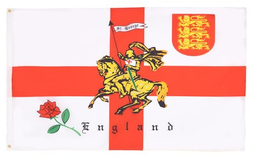 AZ FLAG Drapeau Angleterre avec cheval de bataille 90x60 cm 2 Œillets | Usage intérieur et extérieur Drapeau décoratif anglais coutures doubles et bords renforcés avec œillets métalliques