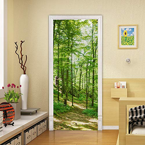 3D Peel and Stick Murals - Forest Self-Adhesive Wallpaper Decals Removable PVC Waterproof Bedroom & Living Room Door Wall Decoration 35.4 x 78.7 inch
