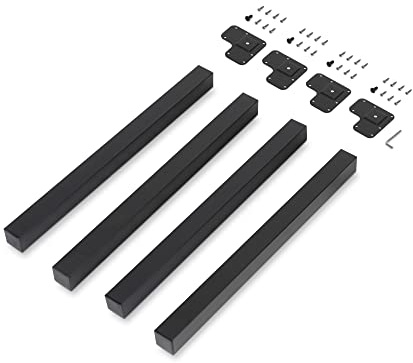 Emuca - Gambe per tavolo quadrate, 50x50, H710mm, Verniciato nero, Acciaio