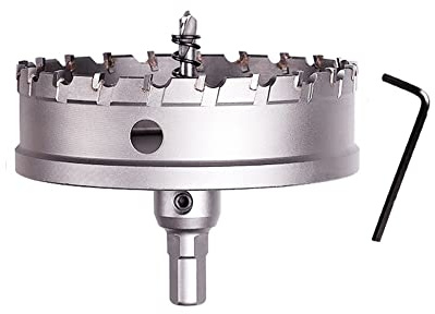 SYDARSYN 110mm Carbide Hole Saw with Arbor, TCT Hole Cutter Drill Bit for Stainless Steel, Sheet, Metal, Wood