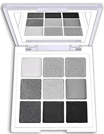 Mysense 9 Style Black-Sliver Smokey Eyeshadow Palette,Matte Gray White Eye Shadow Makeup,Shimmer Design Waterproof Cool Smoky Eye Eyeshadow Palette with Prism Mirror,Upgrade Style
