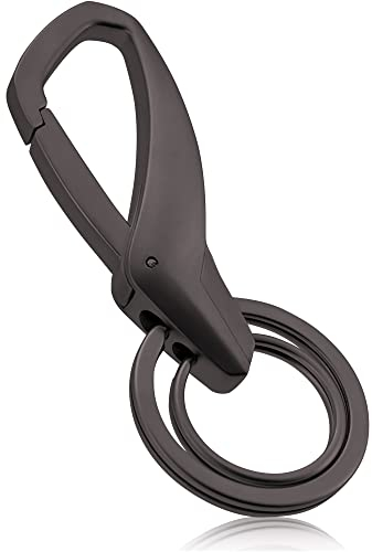 Mister Boncuk Handmade Jewelry KARABI Karabiner Schlüsselanhänger mit 2 Schlüsselringen, Stabiler Karabinerhaken als Anhänger für den Schlüsselbund aus robustem Metall (Schwarz)