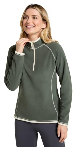 Mountain Warehouse Montana Fleecejacke für Damen aus Microfleece - Atmungsaktiver Fleece-Pullover für Damen, schnelltrocknend, Fleecejacke, Half-Zip - Frühling Sommer Dunkel Grün Damengröße EU 42