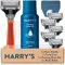 Harry's Razors for Men - Men's Razor Set with Bright Orange Handle, 5 Razor Blade Refills, Travel Blade Cover, 60ml Shave Gel