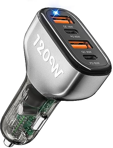 SONRU 120W Auto Ladegeräte USB C, KFZ Zigarettenanzünder USB C Kfz Ladegerät 12V / 24 V USB Auto Car Charger 2 PD 60W Max+2 QC 30W, Schnellladung Zigarettenanzünder Adapter