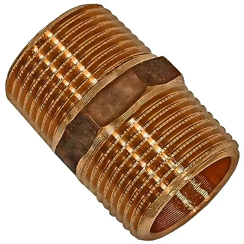 MegaHaustechnik Doppelnippel 3/4 Zoll AG x AG Gewindefitting aus Rotguss hochwertiger als Messing mit Außengewinde-Außendurchmesser 26mm DN20 Rohr, Trinkwasser geeignet