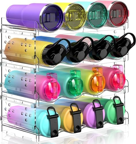 Portaborraccia impilabile per cucina, porta bottiglie di vino,dispensa, organizer per bottiglie d'acqua in plastica, per frigorifero, armadio da cucina, vino, 4 pezzi