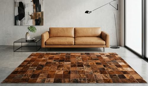 KUHFELL Teppich HELLGRAU Dunkelbraun Natur Patchwork CA. 120 x 180 cm Fell Teppich VON KUHFELLE online (Dunkelbraun)