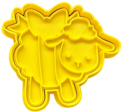 The Cookie Cutter Hub Sheep with Bow Cookie Cutter and Matching Embosser for Cookies Biscuits Clay Baking Decoration
