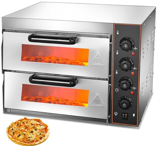 SONLED Double-layer Electric Pizza Oven, 3000w Commercial Pizza Oven,16 Pizza Stone and Timer, Multipurpose Toaster Bake Broiler with 40L Capacity, for Restaurant Home Use