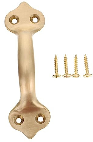 KONTONTY Brass Cabinet Handle and Drawer Pull with 125mm Hole Distance Matte Brushed Finish, Modern Wardrobe Furniture Knob for Cupboards and Doors
