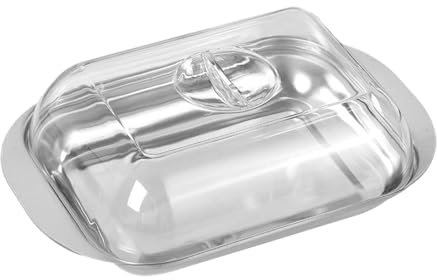 Mantequera con tapa, mantequillera de cerámica, caja de mantequilla de acero inoxidable, mantequillera de alta calidad con tapa, recipiente hermético para encimera y refrigerador