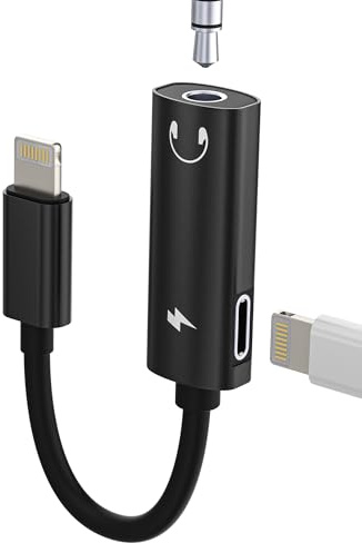 Adaptador Jack 3,5mm Auriculares (2en1) AUX Cable Lightning Cargador Audio Splitter para iPhone 14 para Apple para iPad Mini Auriculares Autoradio Adapter Headphone Charging Extensión