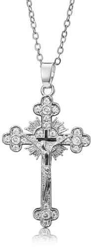 Damen Silber Kreuz Kette, Damen AAA Zirkonia Kreuz Anhänger, Hypoallergene Silber Kette, Modeschmuck für Frauen Mädchen Geschenk