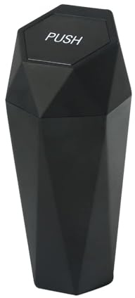 Flaconi Car Bin,Car Accessories,Car Bins forFront of Car,Car Trash Can,Car Rubbish Bin,Car Trash Can with Lid,Diamond Design Small Automatic Portable Trash Can,Fit for Cars,Trucks,Campers,etc (Black)