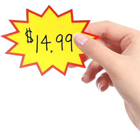 100 Stück Preisschilder Aufsteller für Ladengeschäft, Preisschilder in Gelb, Preisanzeigeschild für Geschäfte, Einzelhandelsgeschäft Preisschilder