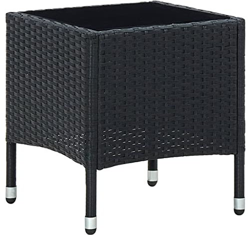 Mesa de centro de mimbre de ratán con parte superior de cristal, muebles de patio al aire libre para jardín y balcón