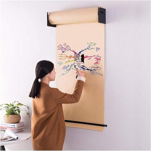 JvFbjLF Pergamentpapierspender und -Schneider, Graffiti-Zeichenbrett-Papierrollenhalter for Wanddekoration/Kunstwandbehang/Küche(Steel Frame Wide-97cm/38.1in)