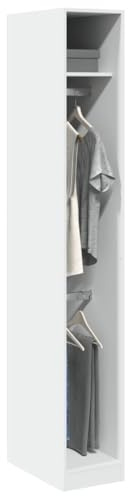 Willood Kleiderschrank Weiß 30x50x200cm Kleiderschrank, Garderobenschrank mit Stauraum, Schrank Mehrzweckschrank für Schlafzimmer, Flurschrank Offen, Holzwerkstoff 1 Regal