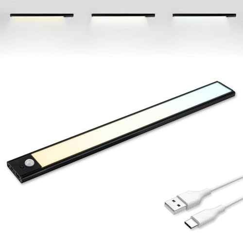 Brendz Schranklicht mit Bewegungsmelder, Kleiderschrank Beleuchtung | 3 Farbtemperaturen, Aufladbar, Dimmbare Schrankbeleuchtung, Led Lichtleiste Kabellos, Schwarz