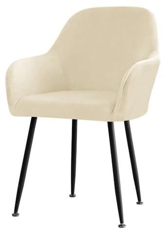 ABZDUNG Skandinavische Stuhlhussen, Samt-Esszimmerstuhlhussen 6er/4er/2er/1er-Set, Stretch-Esszimmerstuhlhussen mit Armlehne und Rückenlehne(Beige,4 pcs)