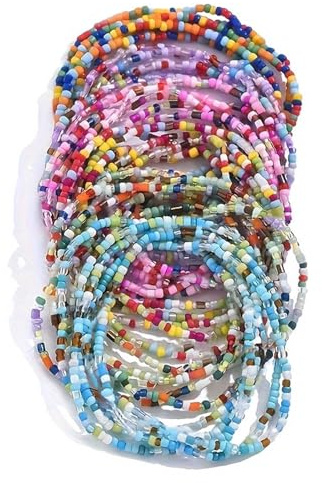 YUOIUX Bracelet, 30 pièces, Bracelet de cheville avec perles, Bracelets pour femmes, filles, plage, perles colorées, chaîne de pied et de main