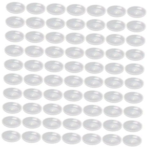JUMPLAWN 100pcs Candle Drip Catcher Plate Temple Candle Drip Protectors Plastic Plate Tray Wax Removal Protectors for Christmas Services
