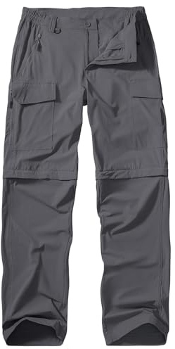 Winebox Hiking Walking Trousers Mens Zip Off Lightweight Quick Dry Breathable Cargo Convertible Outdoor Fishing Safari Pants (Grey-32)