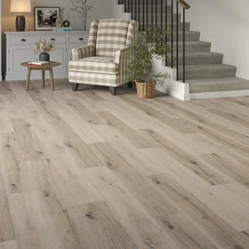 LVT Luxury Vinyl Plank Flooring Waterproof Click Fit Wood Effect LVT Floor 2.63m² Pack | Office, Hallway, Kitchen, Dining Room LVT Flooring Pack (Limed Oak)