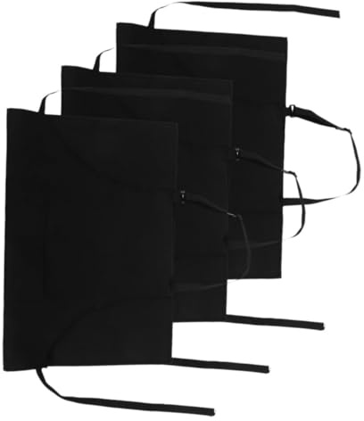 Sosoport 3piezas Delantal De Trabajo Para Cocina Jardinería y Barbacoa Unidades Bolsillos y Ajustable Color Negro Resistente Al Agua Aceite Para Uso Profesional o Doméstico
