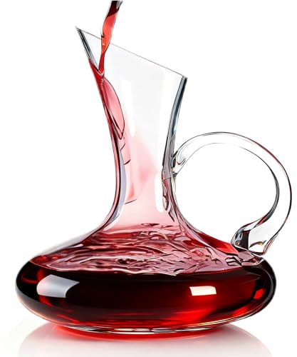 FrutPunch Wine Decanter, Large Elegant Wine Decanter with Handle, 100% Lead-Free Crystal Glass, 750 ML/25OZ, Accessory Gift for Wine Lovers, Wine Gift