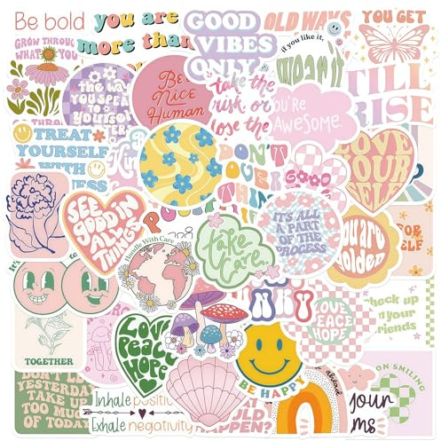 Tivleed Motivational Stickers, Stickers for Adults, Cute Stickers - 50PCS Aesthetic Waterproof Vinyl Decals for Water Bottle, Laptop, Phone & Journal (3-6cm)