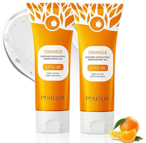 2 Stück Natürliches Orange Peeling Gel, Orange Enzymes Exfoliating Gel, orange Gesicht Reinigung Reinigungsgel, für Gesicht und Körper, Pflegt und Spendet, für alle Haut