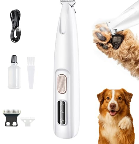 Activ'Pet Tondeuse à pattes - Douce pour Chien et Chat, Lames Céramique et Inox, LED Intégrée, Rechargeable USB, Étanche, Toilettage Zones Sensibles Sans Stress