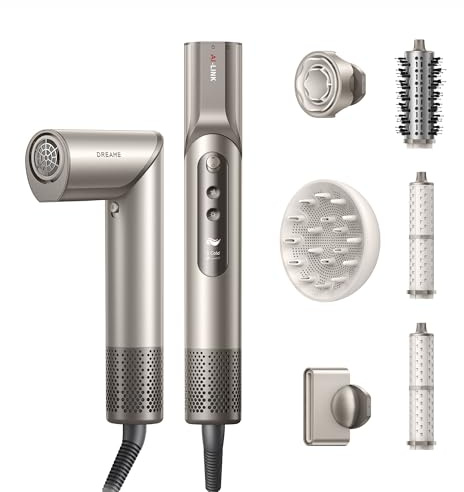 DREAME Dazzle Asciugacapelli Un Asciugacapelli a Innesto Girevole con Più Bocchette per Lisciare, Asciugare e Acconciare, Che Combina un Flusso d’aria Intelligente con La Massima Facilità d’uso