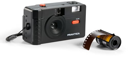 Praktica Reusable 35mm Film Camera with 36 Exposure Film Roll, Black - Retro Full Frame Focus Free Flash (1xAAA not included)