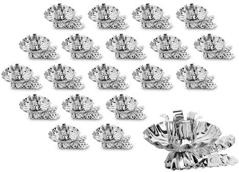 Idena 31892 - Portacandele per L'Albero di Natale, 20 Pezzi in Argento, portacandele Vintage in Metallo, con Clip per Rami Fino a 1,5 cm di Spessore